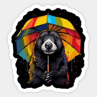 Honey Badger Rainy Day With Umbrella Sticker